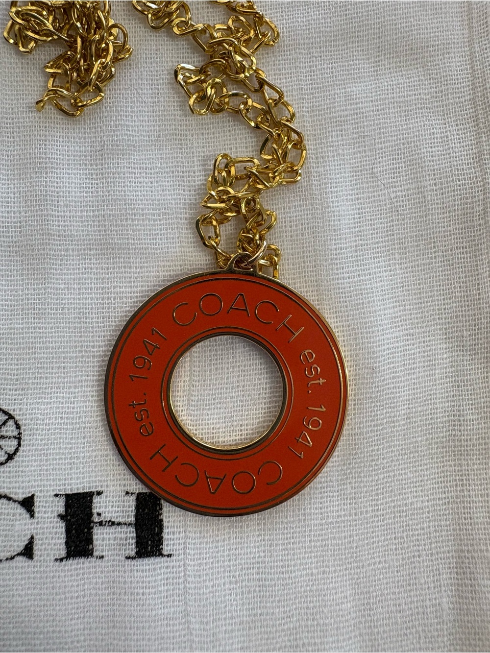 Coach Logo Gold Tone Necklace Set with Orange and Purple Accent - Picture 6 of 11